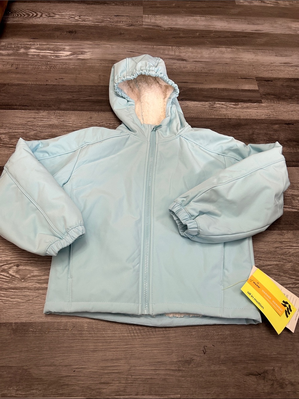 all in motion Light Blue Hooded Puffer Jacket with Sherpa Lining
